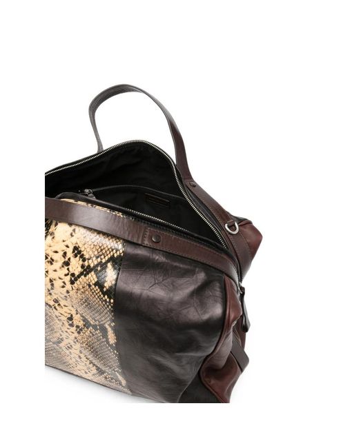 Dries Van Noten Black Snakeskin Patchwork Shoulder Bag for men