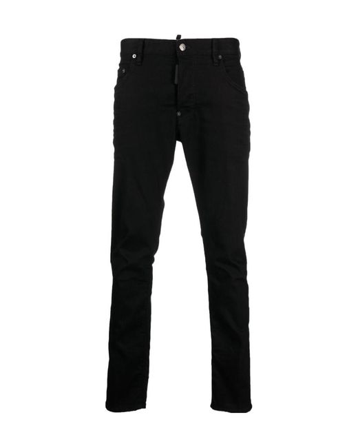 DSquared² Black Logo Patch Slim-Fit Jeans for men