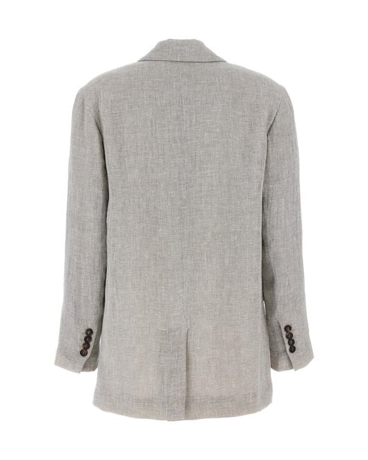 Brunello Cucinelli Gray Single-Breasted Blazer