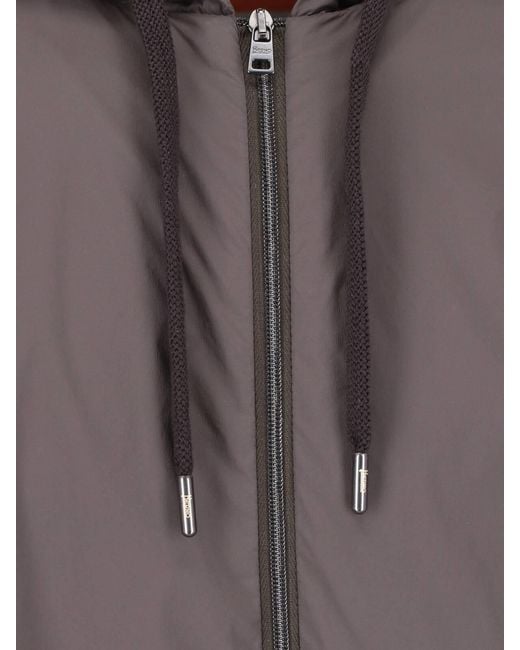 Herno Gray Zip-Up Hooded Casual Jacket for men
