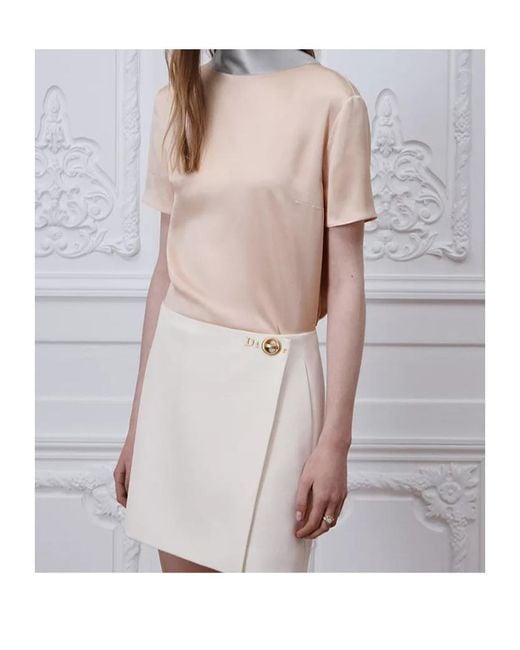 Dior Natural Short-Sleeved Blouse With Rear Tie