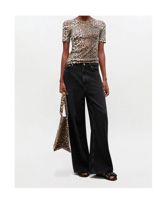 Ganni Multicolor Leopard Rib T-Shirt