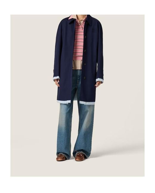 Miu Miu Blue Long-Sleeved Button-Up Coat