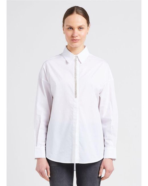 Liu Jo White Long-Sleeved Lapel Shirt