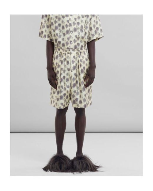 Marni Natural Crayon Leopard Printed Bermuda Shorts for men