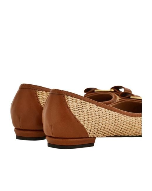 Ferragamo Brown Varina Ballet Flat