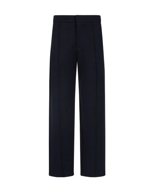 Emporio Armani Blue Straight-Leg Twill Trousers for men