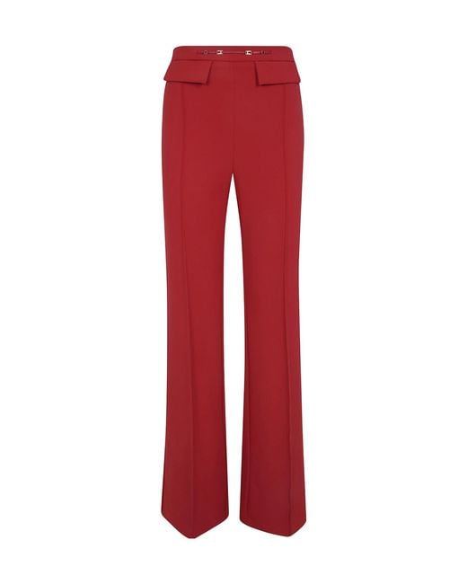 Elisabetta Franchi Red Pleated Casual Trousers