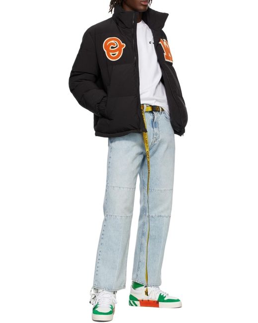 Off-White c/o Virgil Abloh Black Zip-Up Long-Sleeved Puffer Coat for men