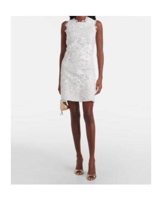 Monique Lhuillier White Floral Lace Minidress