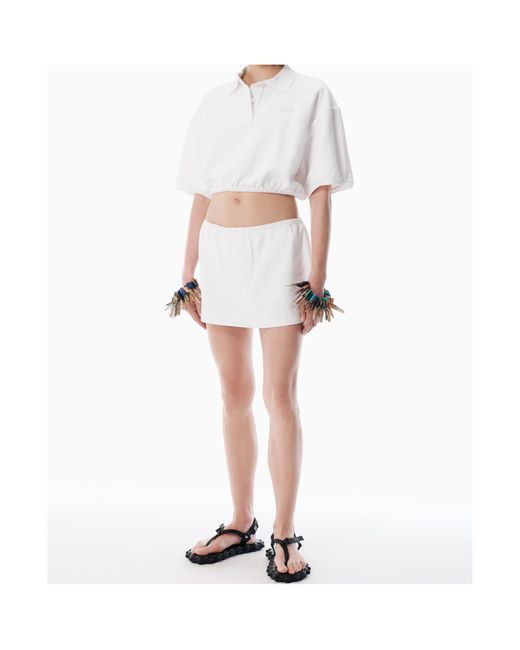 Alexander Wang White Elasticated-Waistband Buttoned Skirt