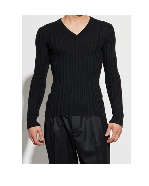 Dolce & Gabbana Black V-Neck Knitted Jumper for men