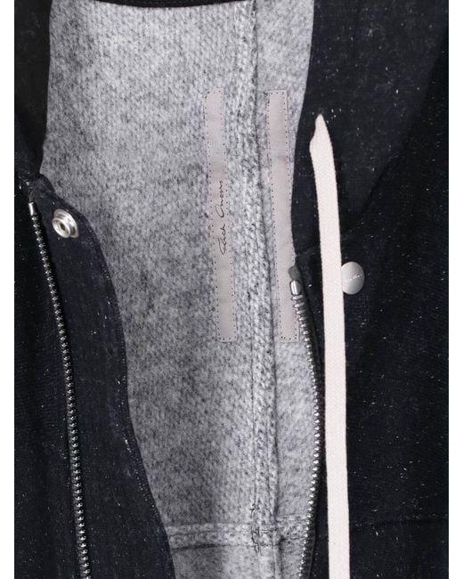 Rick Owens Black Long-Sleeved Hooded Sweatshirt for men