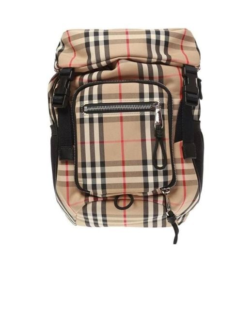 Burberry Multicolor Checkered Logo Backpack for men