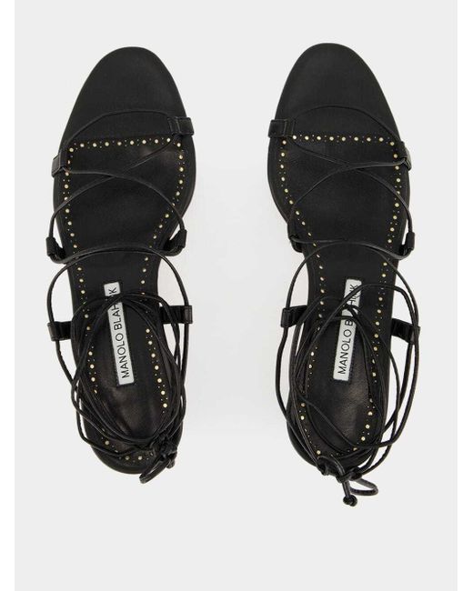 Manolo Blahnik Black Cross-Strap Sandals