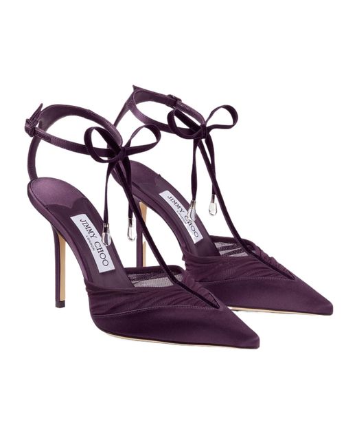 Jimmy Choo Purple Afia 100 Mesh Pumps