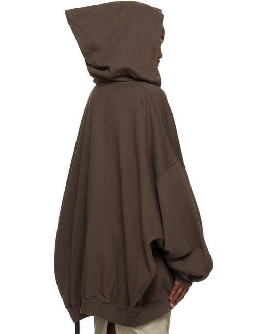 Rick Owens Brown Long-Sleeved Hoodie