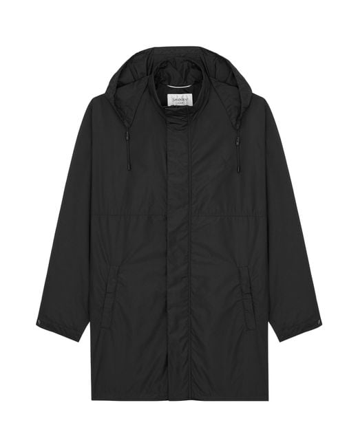 Saint Laurent Black Cassandre Drawstring Parka for men