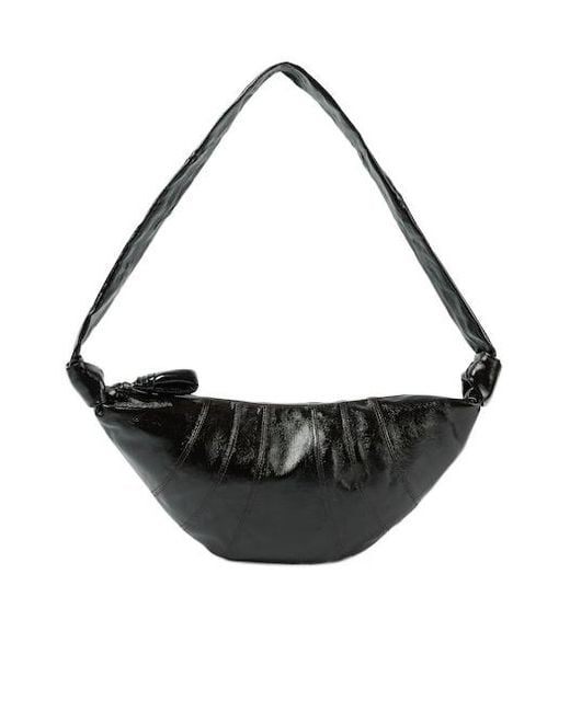 Lemaire Black Croissant Medium Coated Canvas Shoulder Bag