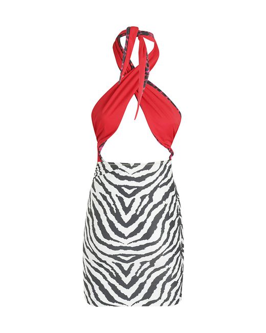 Reina Olga White Zebra Print Mini Dress