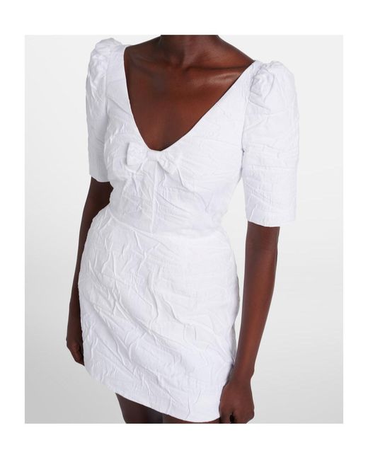 ShuShu/Tong White Bow-Detail Cotton-Blend Minidress