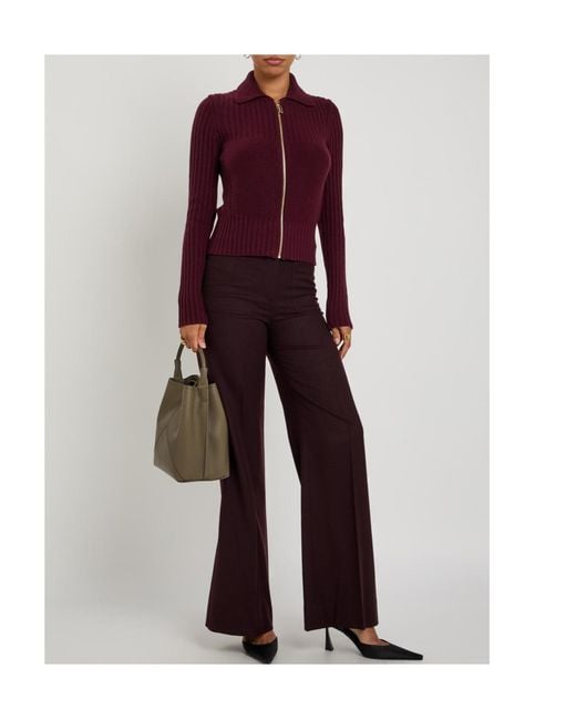 Victoria Beckham Red Versatile Solid Color Minimalist Knit Sweater