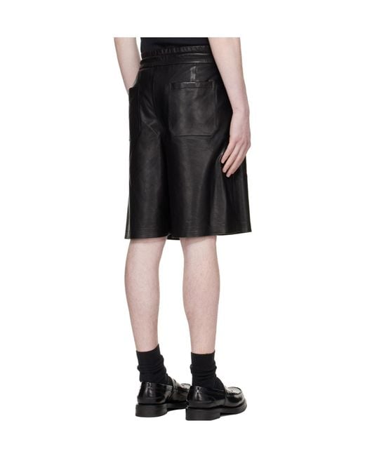 Amiri Black Ma Extra Large Drawstring Leather Shorts for men