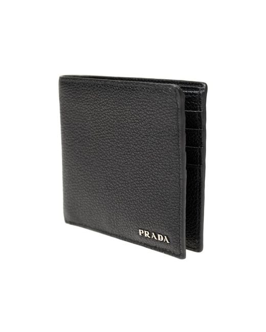 Prada Black Logo Folding Wallet for men