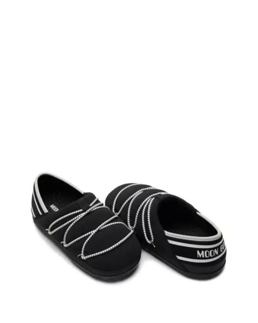 Moon Boot Black Icon Lace-Up Striped Shoes for men