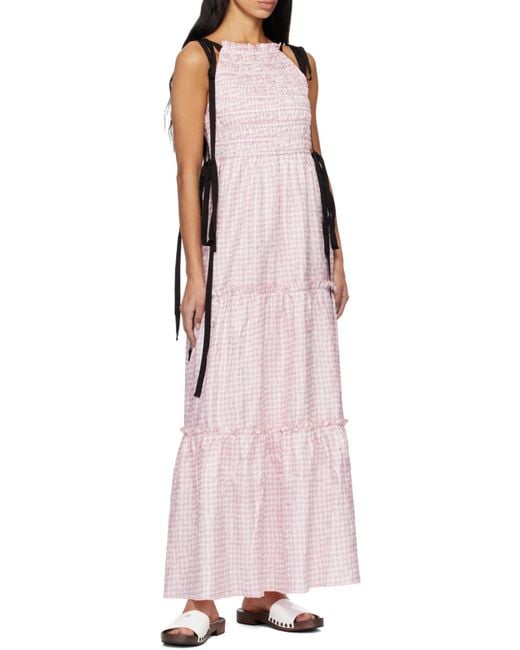 Ganni Pink Dress With A Check Pattern