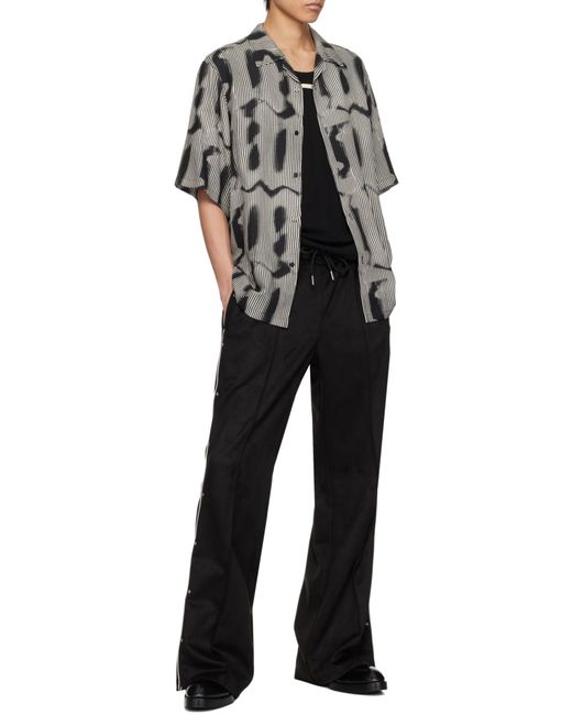 M I S B H V Gray Short-Sleeved Patterned Shirt for men