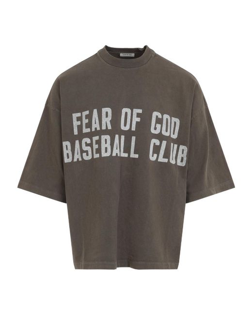 Fear Of God Gray Logo Printed T-Shirt for men