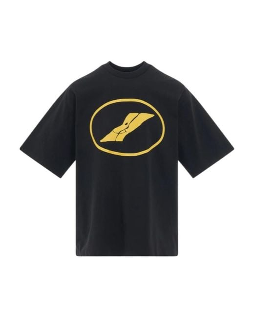 we11done Black Logo-Print Crew-Neck T-Shirt for men