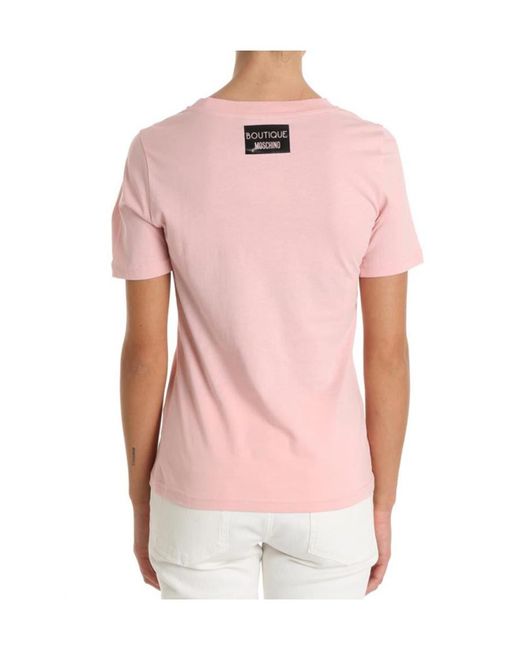Moschino Pink T-Shirt With Round Neck And Short Sleeves