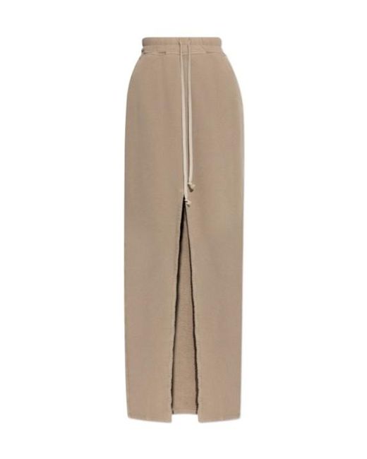 Rick Owens Natural Drawstring Slit Detailed Skirt