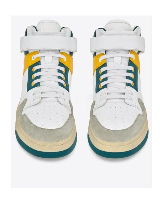 Saint Laurent White Lax Mid-Top Sneakers for men