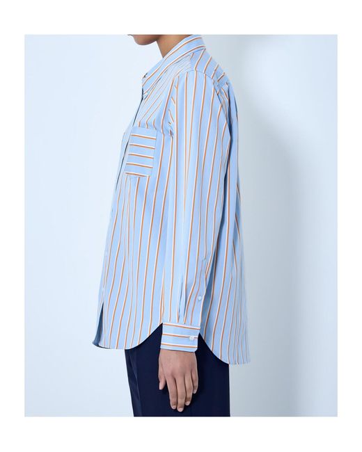 Dries Van Noten Blue Striped Loose Fit Shirt
