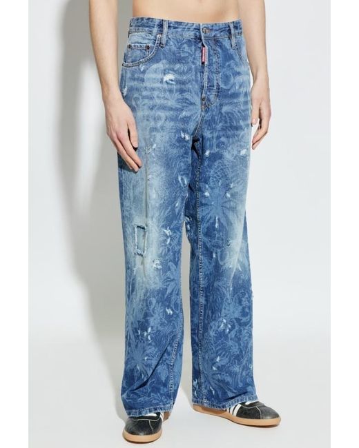 DSquared² Blue Distressed Baggy Jeans for men
