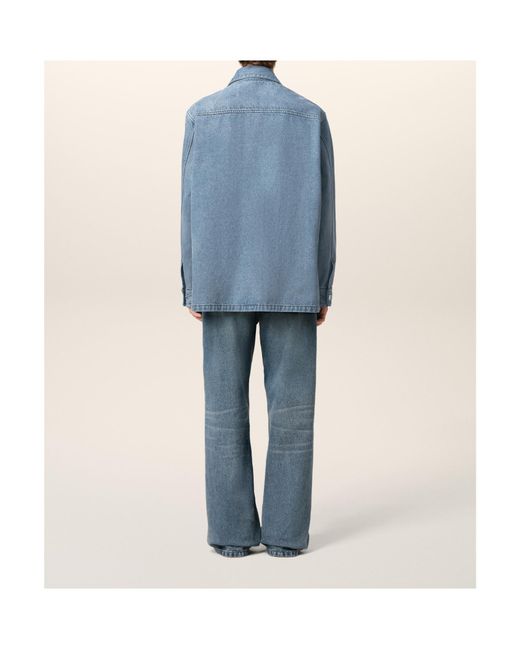 AMI Blue Ami De Coeur Denim Overshirt for men