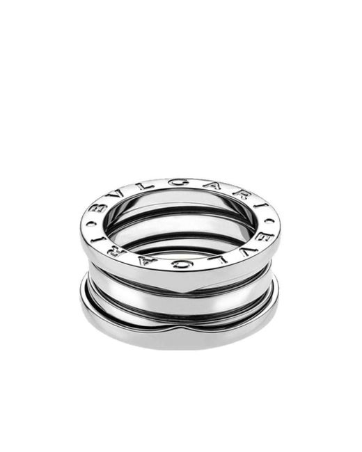 BVLGARI White Three Rows Of Rings With Logos