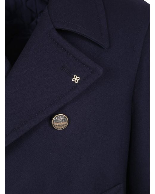 Tagliatore Blue Double-Breasted Pea Coat for men