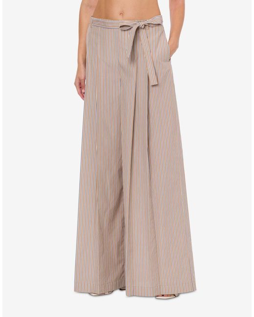 Alberta Ferretti Multicolor Striped Pleated Wide-Leg Trousers
