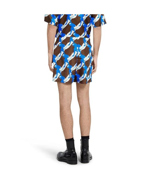 Gucci Blue Graphic Printed Swim Shorts for men