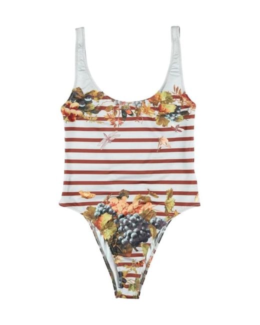 Jean Paul Gaultier Multicolor Striped Floral One-Piece Swimsuit