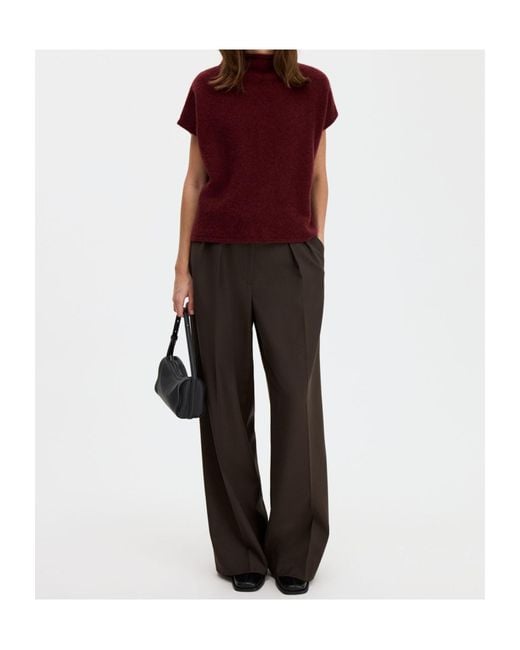 Filippa K Red High-Neck Cap-Sleeve Sweater