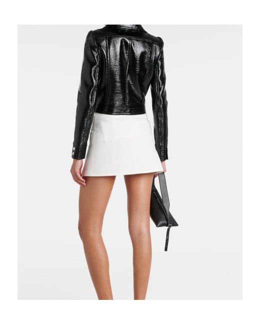 Courreges Black Reedition Cropped Vinyl Jacket