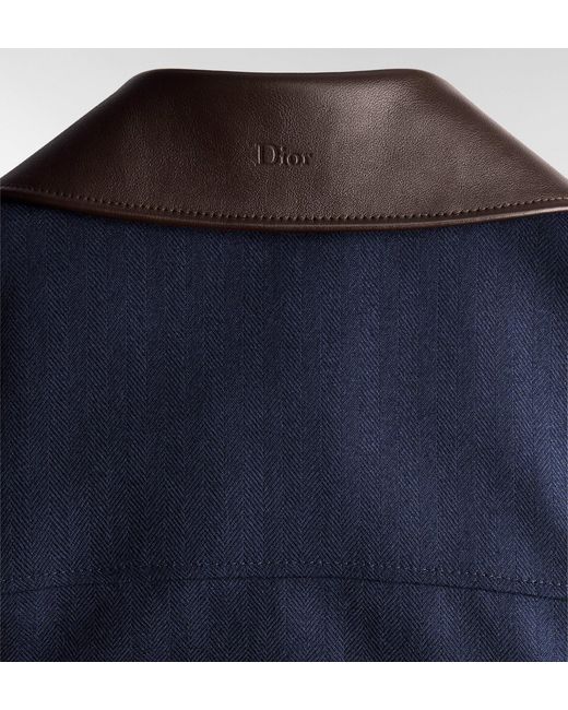 Dior Blue Blouson Jacket With Leather Collar for men