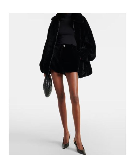 Nour Hammour Black Leontine Shearling Shorts