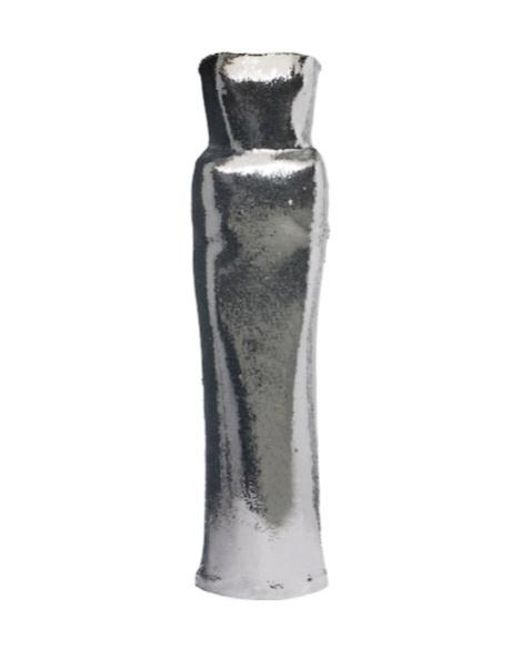 David Koma Gray Padded Sequined Bustier Gown
