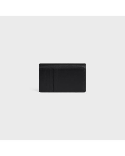 Céline Black Long Card Holder With Flap Triomphe